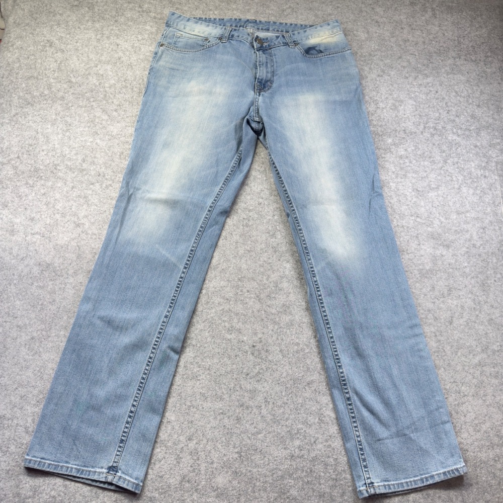 Calvin Klein Jeans Slim Straight Mens 34x32 Blue Excellent Light Wash Denim